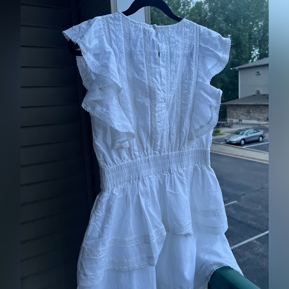 🆕 Chelsea&Violet White Ruffle Cotton Mini Dress Small Summer Boho Bridal Party - Picture 6 of 17